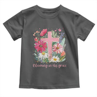 Blooming in His Grace Toddler T Shirt Boho Wildflower Christian Faith Bible Verse