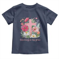 Blooming in His Grace Toddler T Shirt Boho Wildflower Christian Faith Bible Verse