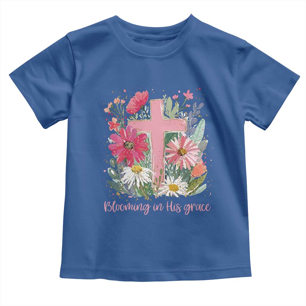 Blooming in His Grace Toddler T Shirt Boho Wildflower Christian Faith Bible Verse