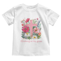 Blooming in His Grace Toddler T Shirt Boho Wildflower Christian Faith Bible Verse