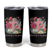 Blooming in His Grace Tumbler Cup Boho Wildflower Christian Faith Bible Verse