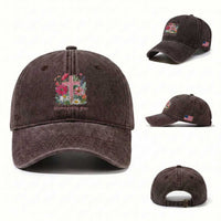 Blooming in His Grace Washed Cotton Baseball Cap Boho Wildflower Christian Faith Bible Verse