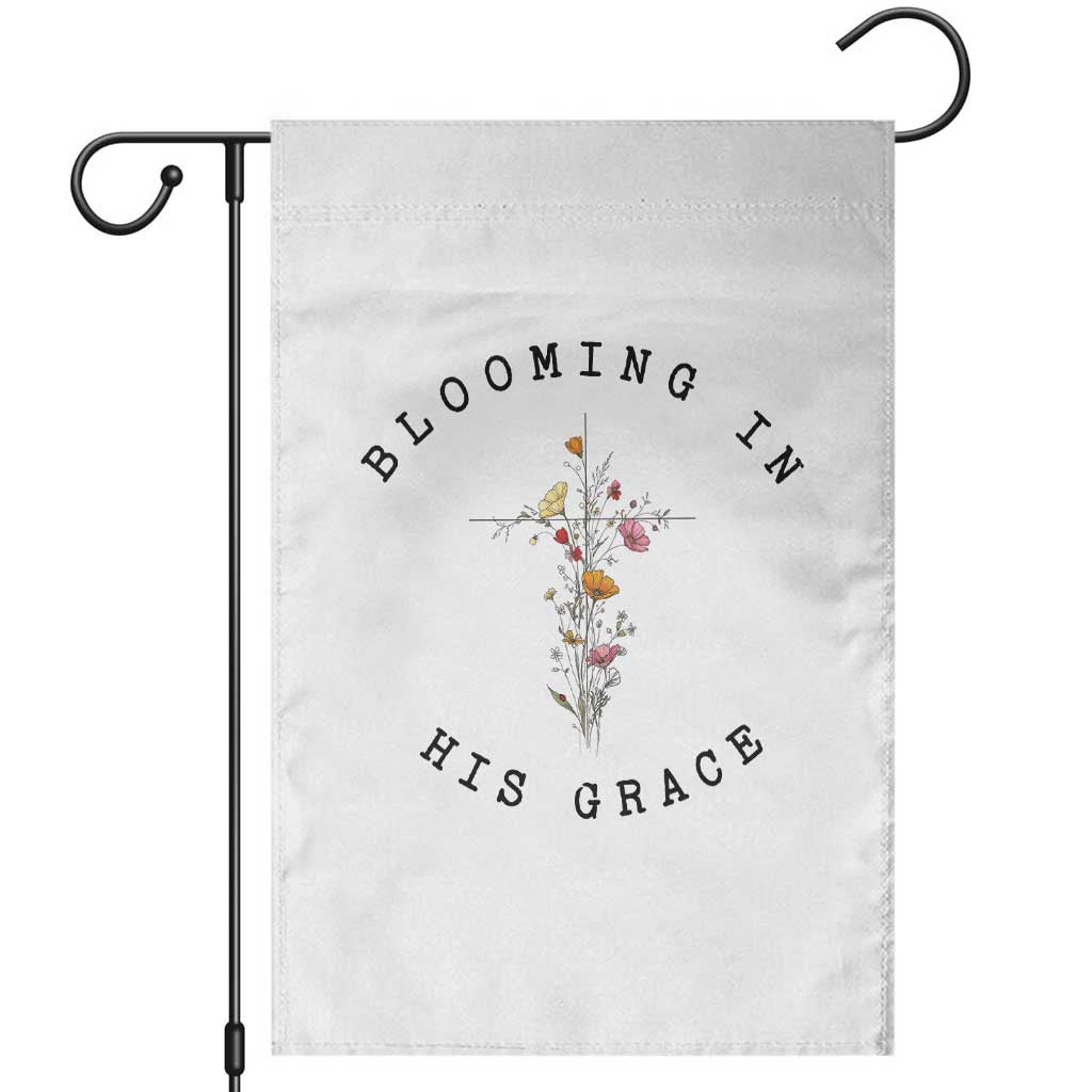 Blooming in His Grace Garden Flag Boho Wildflower Christian Faith