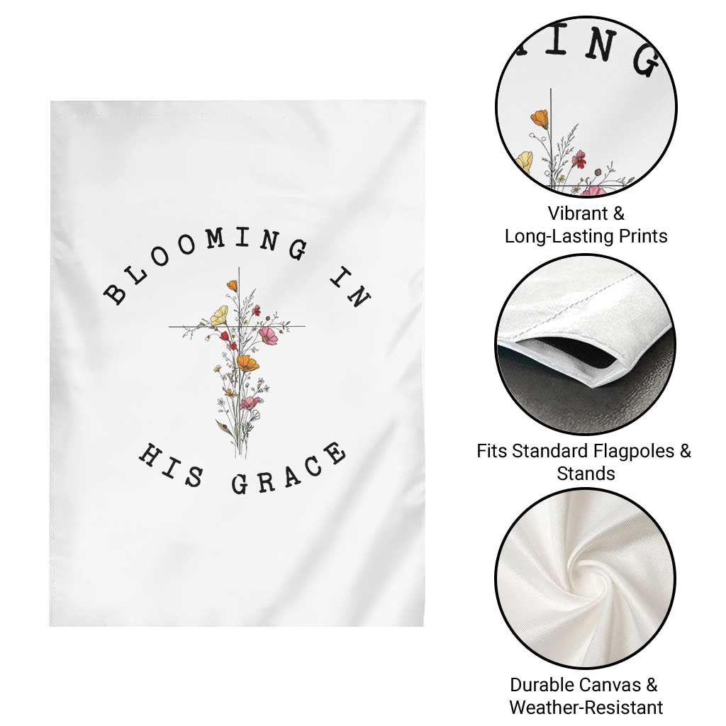 Blooming in His Grace Garden Flag Boho Wildflower Christian Faith