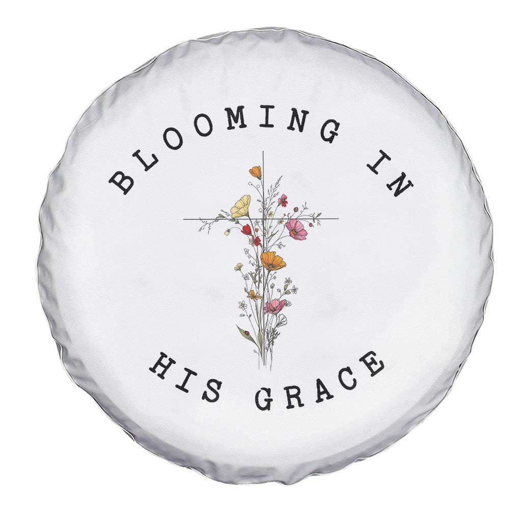 Blooming in His Grace Spare Tire Cover Boho Wildflower Christian Faith