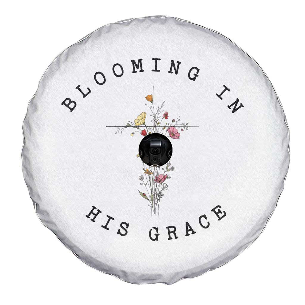 Blooming in His Grace Spare Tire Cover Boho Wildflower Christian Faith
