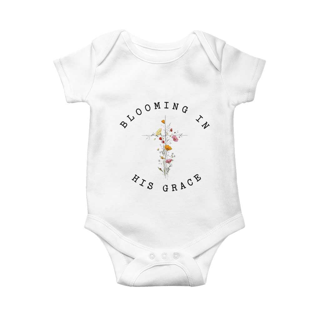 Blooming in His Grace Baby Onesie Boho Wildflower Christian Faith