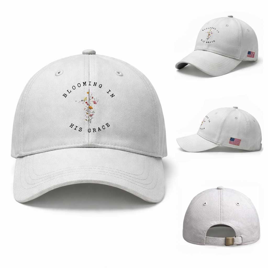 Blooming in His Grace Baseball Cap Boho Wildflower Christian Faith
