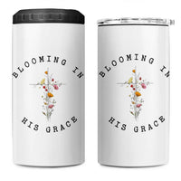 Blooming in His Grace 4 in 1 Can Cooler Tumbler Boho Wildflower Christian Faith