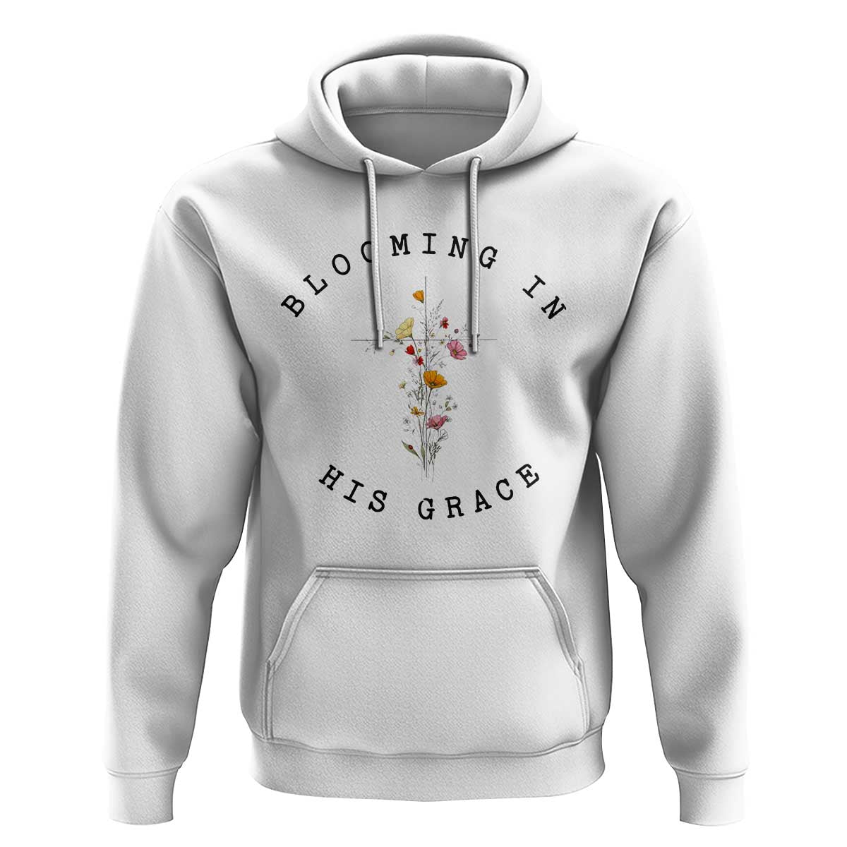 Blooming in His Grace Hoodie Boho Wildflower Christian Faith