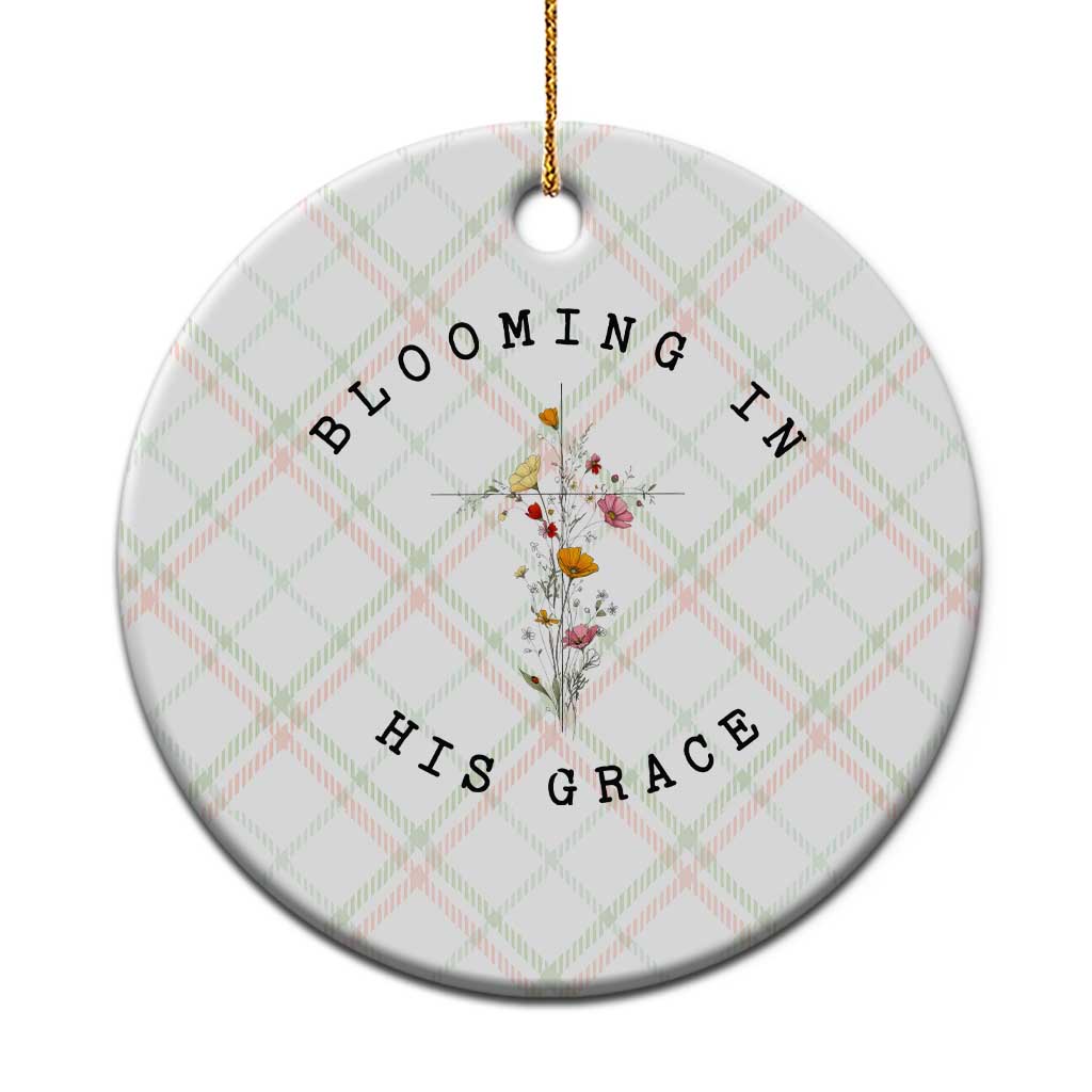 Blooming in His Grace Ceramic Ornament Boho Wildflower Christian Faith