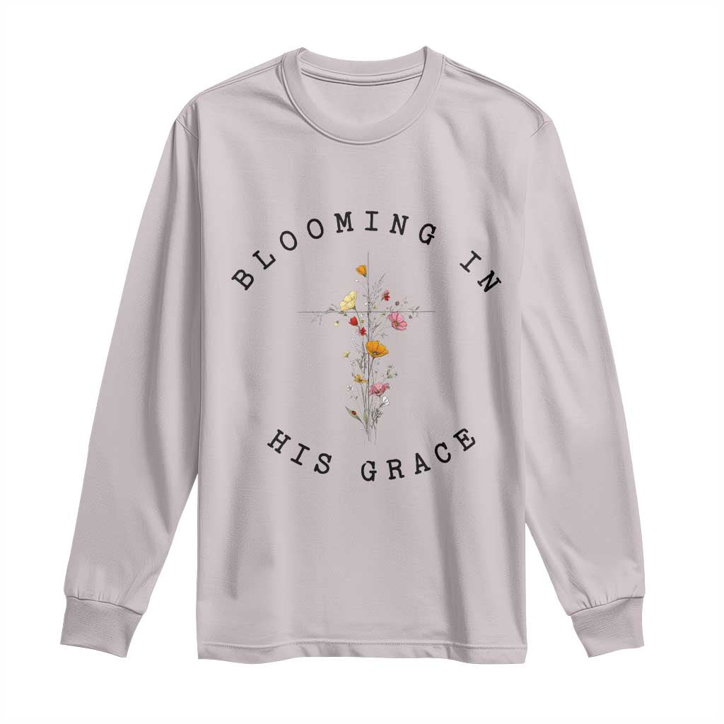 Blooming in His Grace Long Sleeve Shirt Boho Wildflower Christian Faith