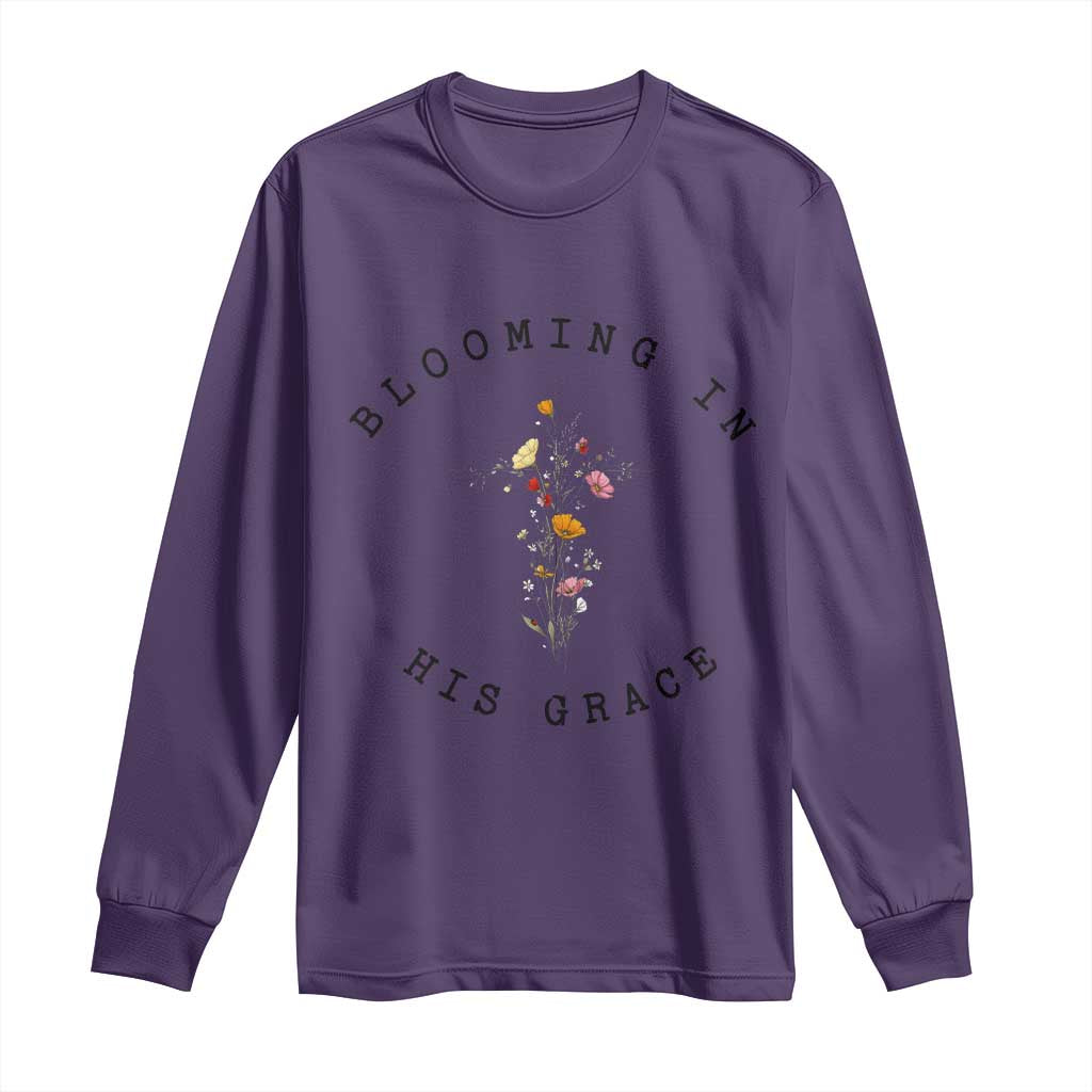 Blooming in His Grace Long Sleeve Shirt Boho Wildflower Christian Faith