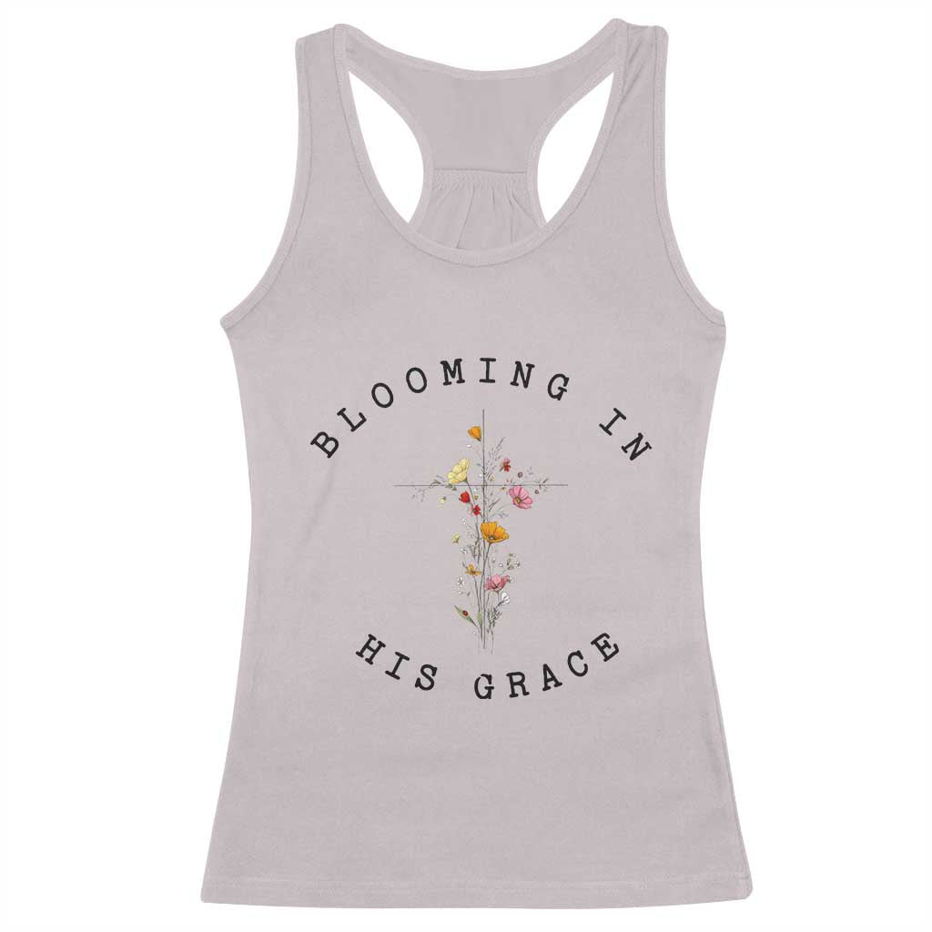 Blooming in His Grace Racerback Tank Top Boho Wildflower Christian Faith