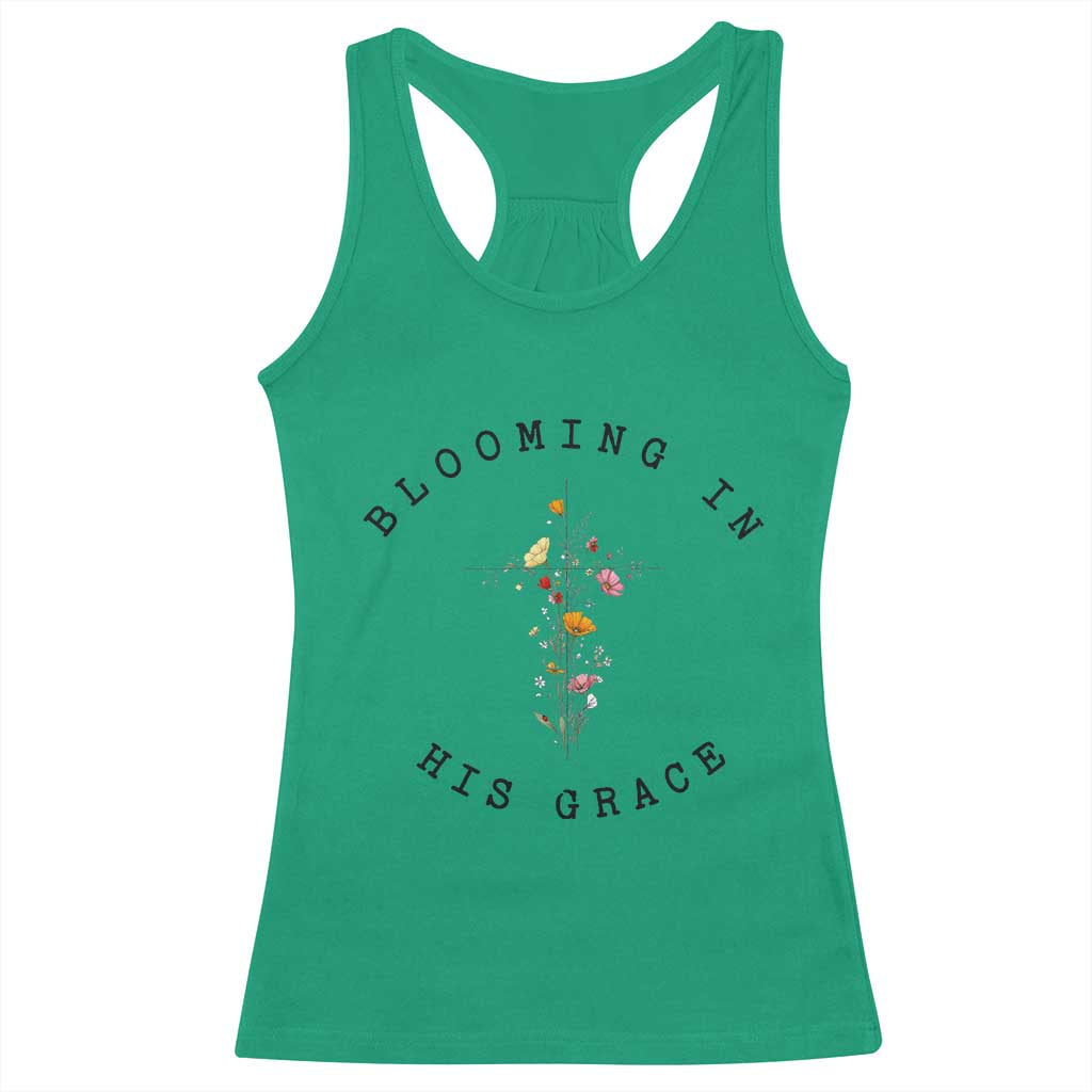 Blooming in His Grace Racerback Tank Top Boho Wildflower Christian Faith