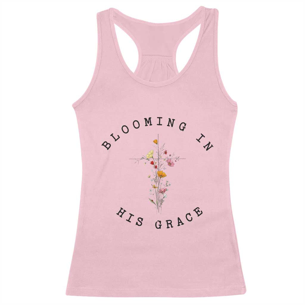 Blooming in His Grace Racerback Tank Top Boho Wildflower Christian Faith