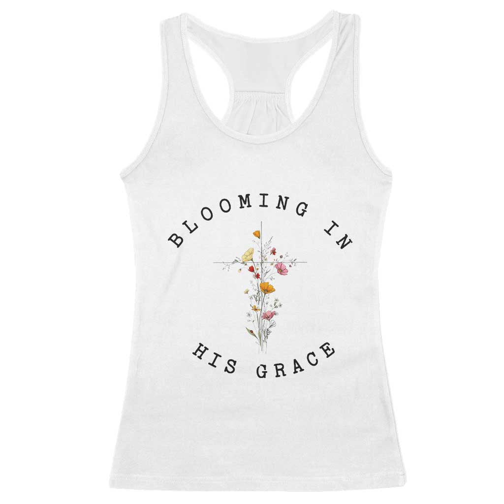 Blooming in His Grace Racerback Tank Top Boho Wildflower Christian Faith