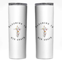 Blooming in His Grace Skinny Tumbler Boho Wildflower Christian Faith