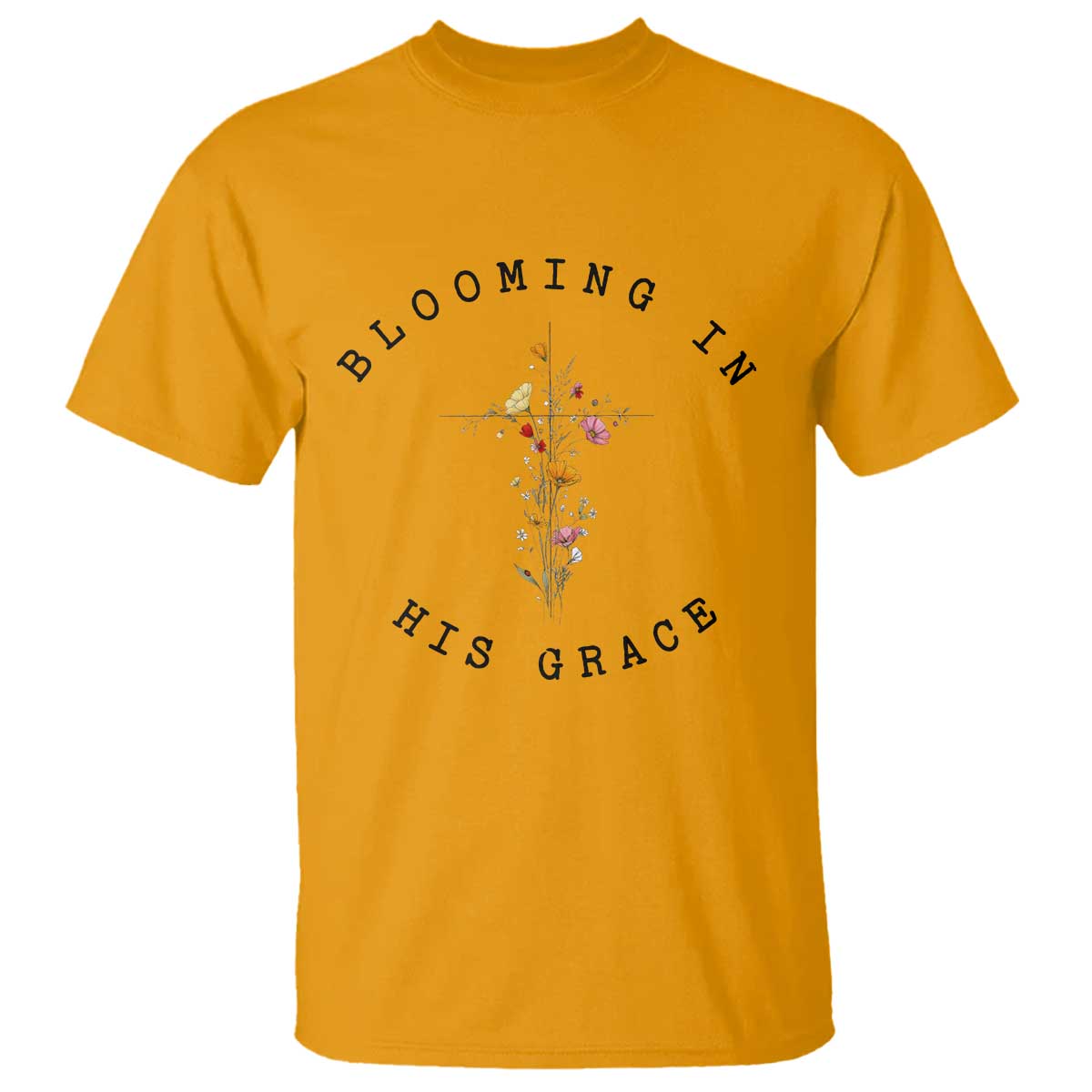 Blooming in His Grace T Shirt Boho Wildflower Christian Faith