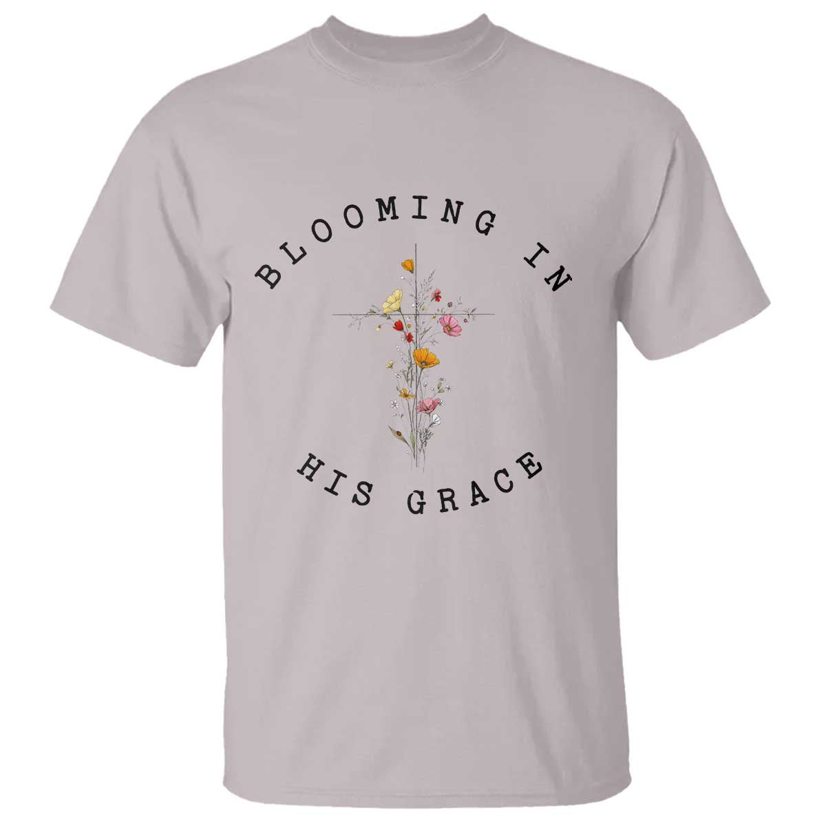Blooming in His Grace T Shirt Boho Wildflower Christian Faith