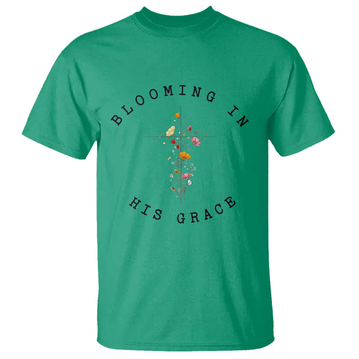 Blooming in His Grace T Shirt Boho Wildflower Christian Faith