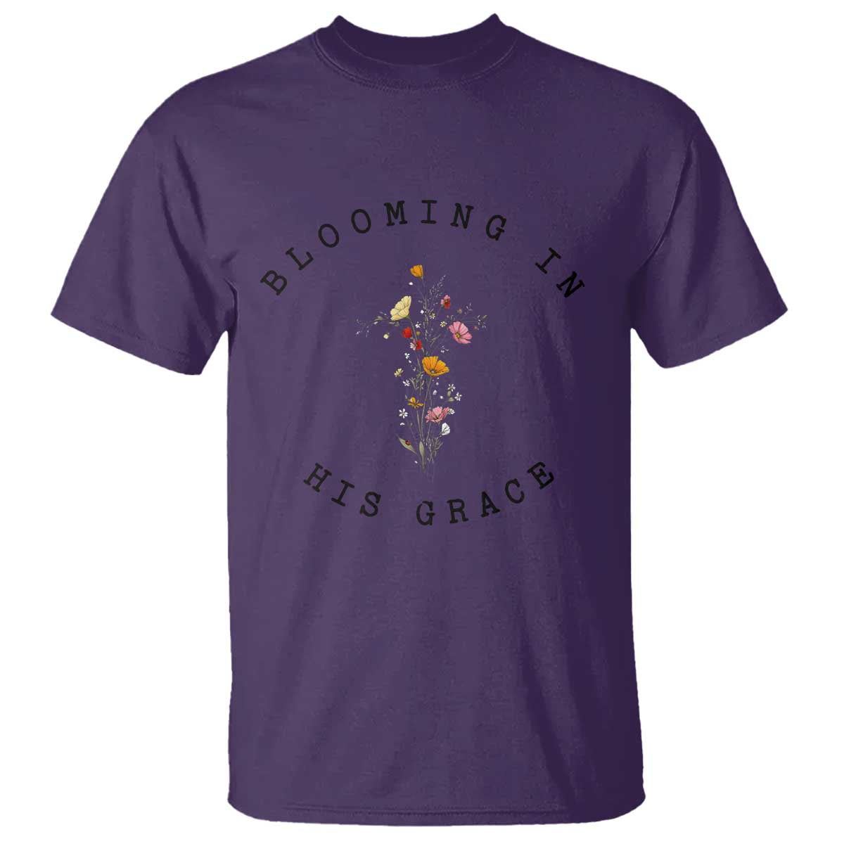Blooming in His Grace T Shirt Boho Wildflower Christian Faith