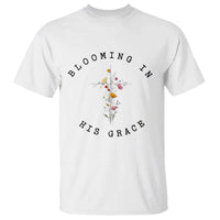 Blooming in His Grace T Shirt Boho Wildflower Christian Faith