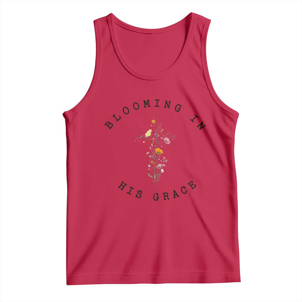 Blooming in His Grace Tank Top Boho Wildflower Christian Faith