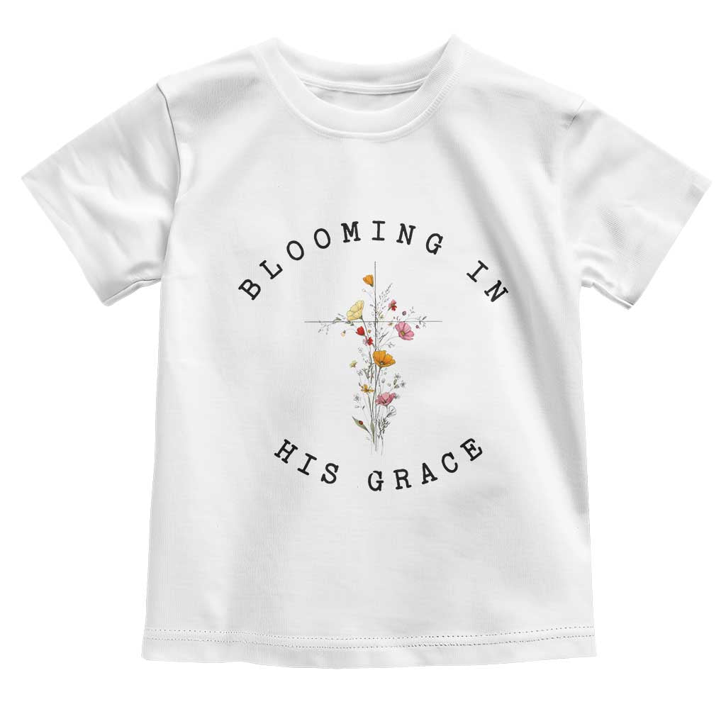Blooming in His Grace Toddler T Shirt Boho Wildflower Christian Faith