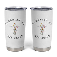 Blooming in His Grace Tumbler Cup Boho Wildflower Christian Faith
