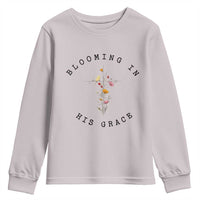 Blooming in His Grace Youth Sweatshirt Boho Wildflower Christian Faith