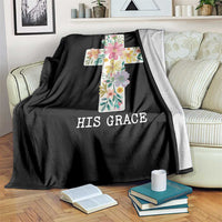 Blooming in His Grace Boho Christian Wildflower Throw Blanket Floral Cross Religious