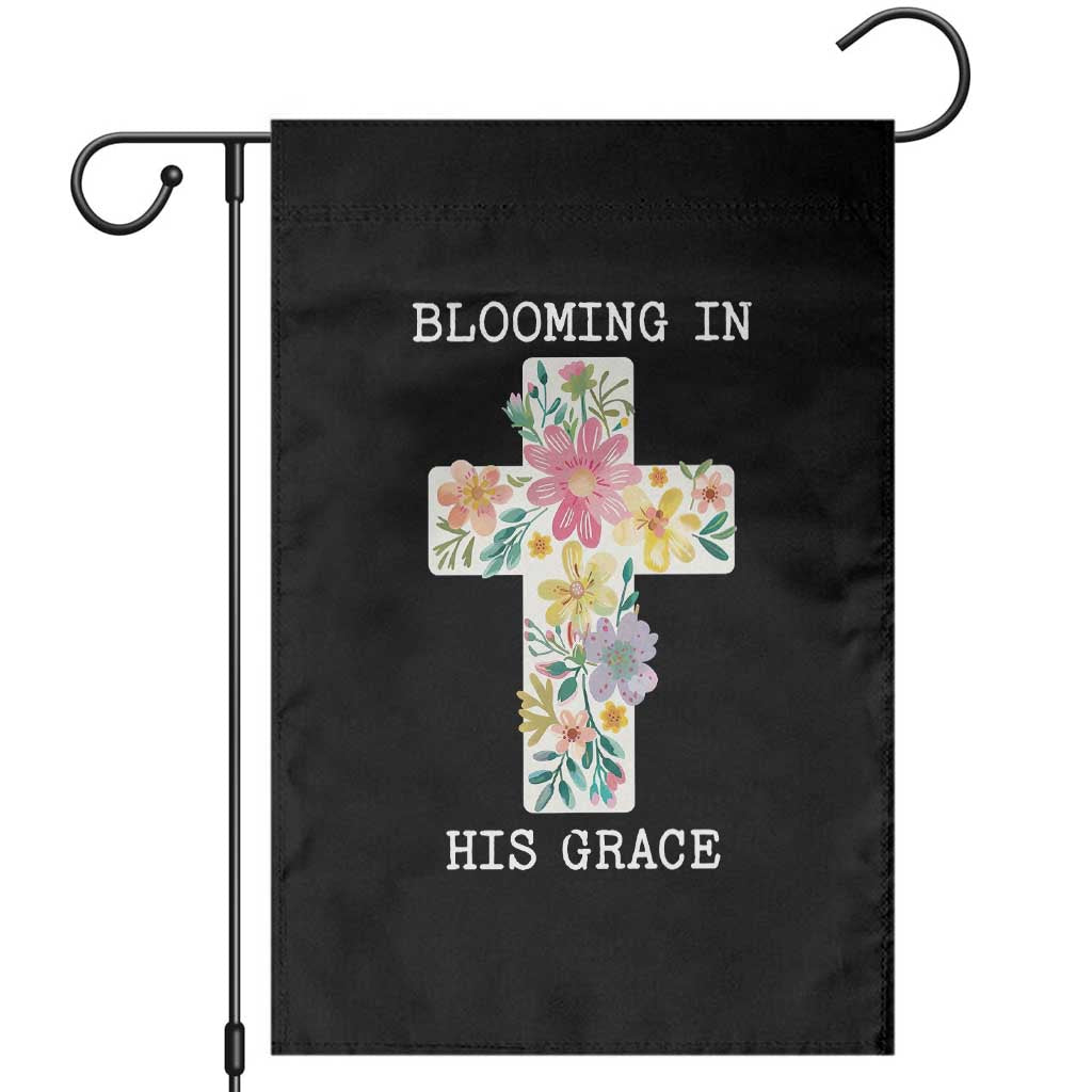 Blooming in His Grace Boho Christian Wildflower Garden Flag Floral Cross Religious
