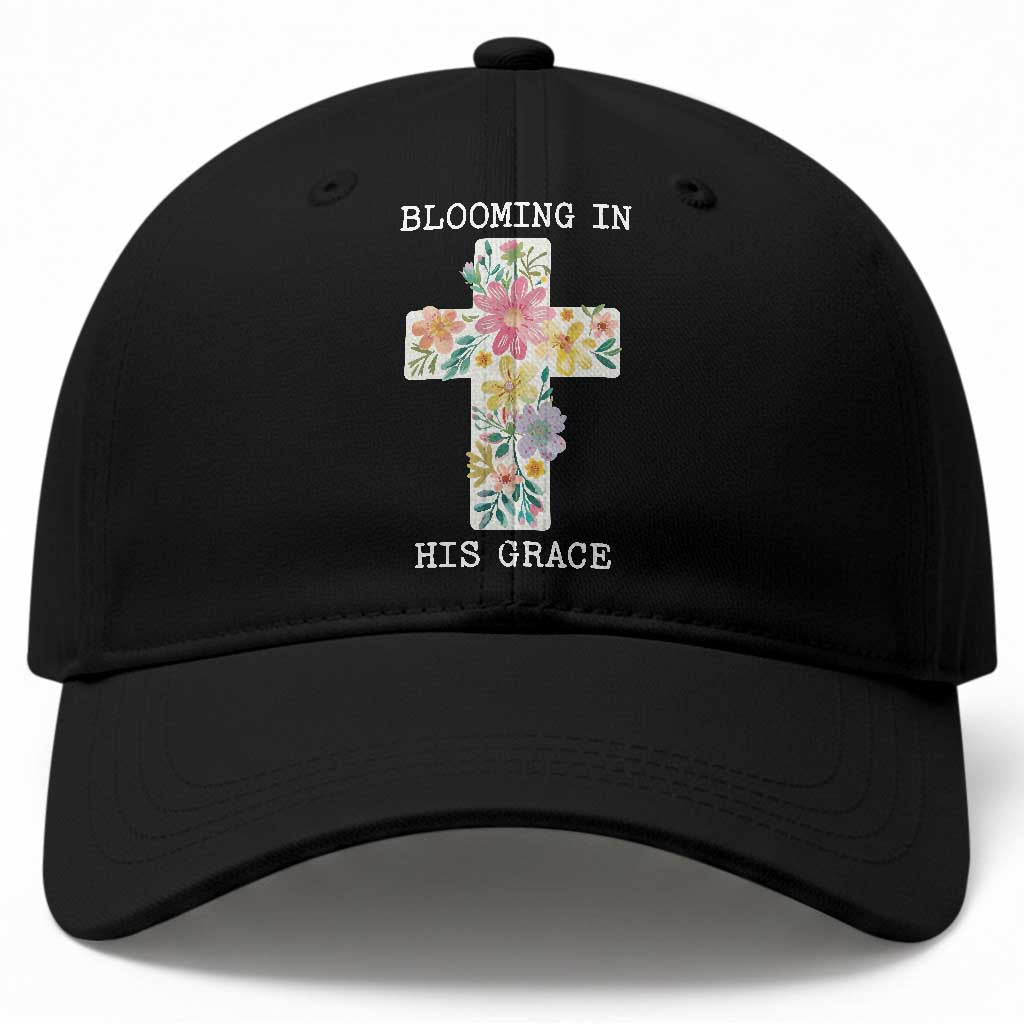 Blooming in His Grace Boho Christian Wildflower Baseball Cap Floral Cross Religious