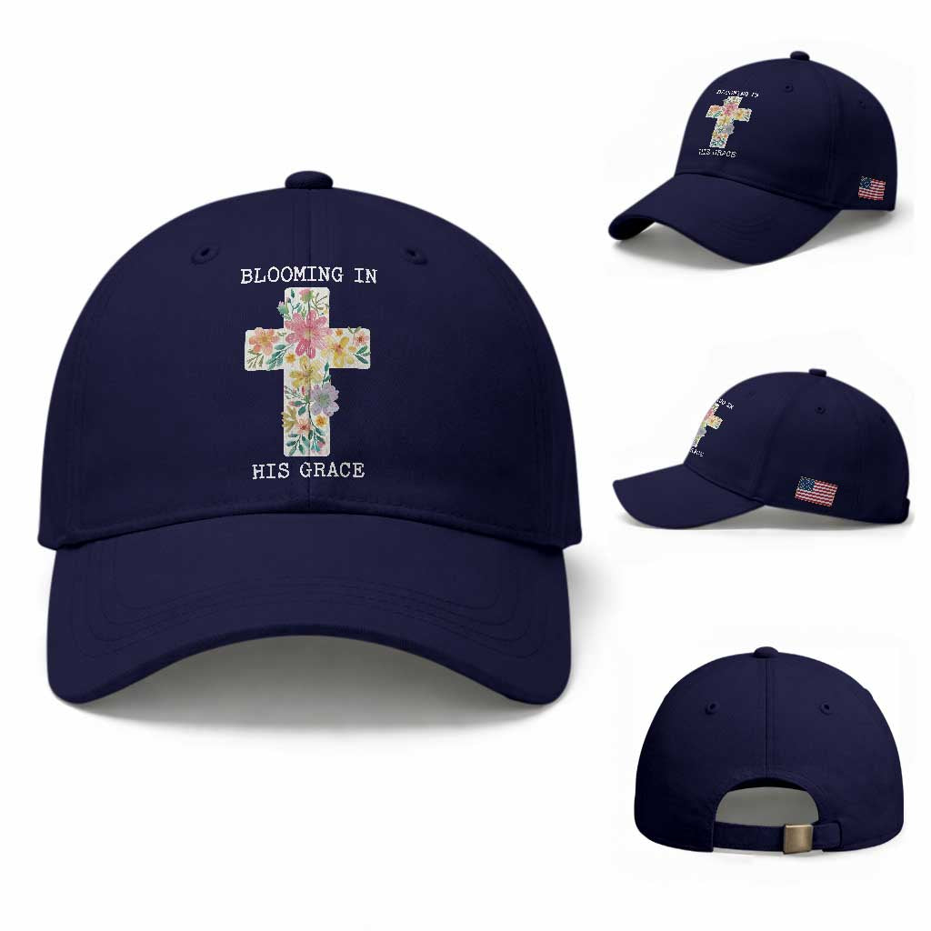 Blooming in His Grace Boho Christian Wildflower Baseball Cap Floral Cross Religious