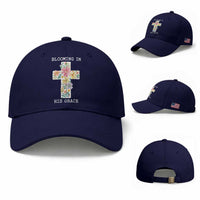 Blooming in His Grace Boho Christian Wildflower Baseball Cap Floral Cross Religious