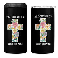Blooming in His Grace Boho Christian Wildflower 4 in 1 Can Cooler Tumbler Floral Cross Religious