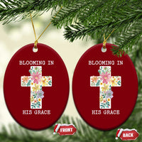Blooming in His Grace Boho Christian Wildflower Ceramic Ornament Floral Cross Religious