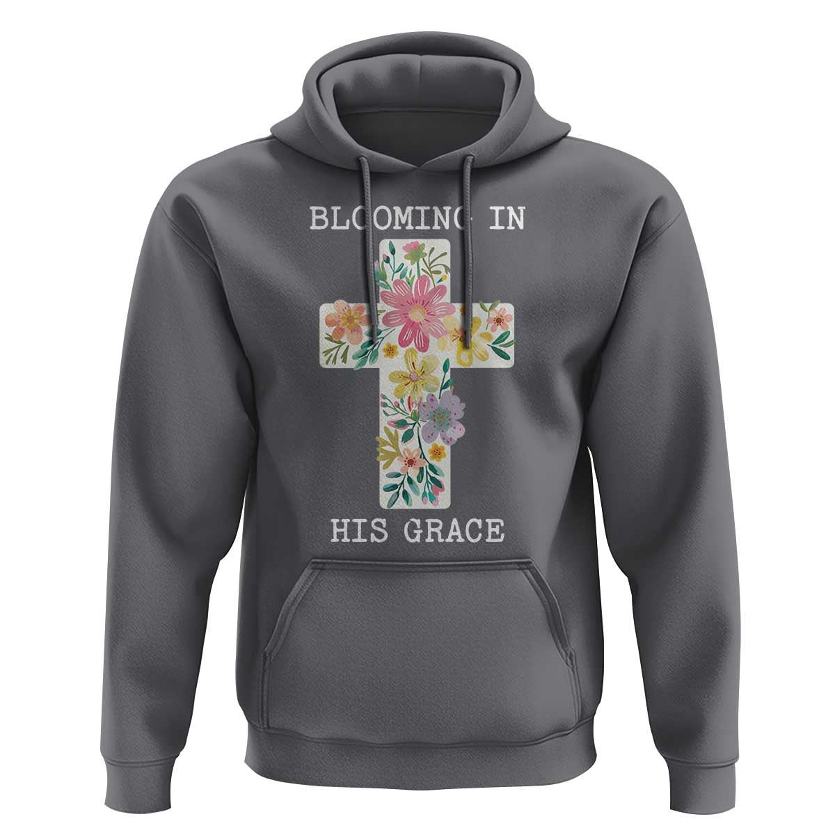 Blooming in His Grace Boho Christian Wildflower Hoodie Floral Cross Religious