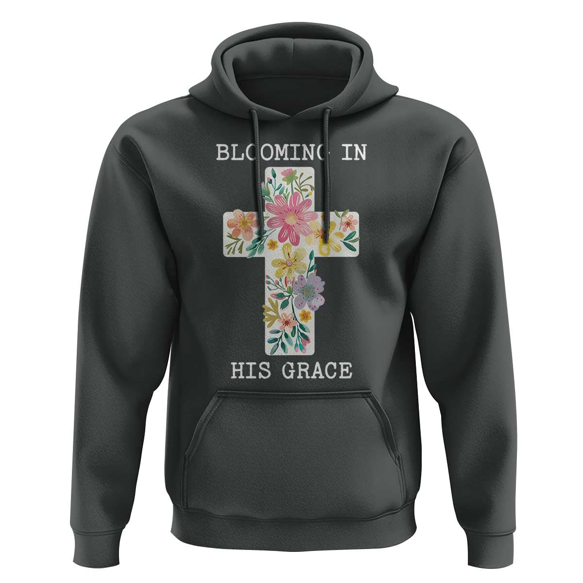 Blooming in His Grace Boho Christian Wildflower Hoodie Floral Cross Religious
