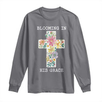 Blooming in His Grace Boho Christian Wildflower Long Sleeve Shirt Floral Cross Religious