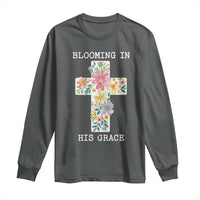 Blooming in His Grace Boho Christian Wildflower Long Sleeve Shirt Floral Cross Religious