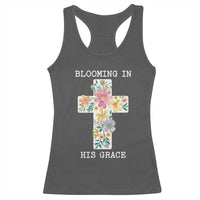 Blooming in His Grace Boho Christian Wildflower Racerback Tank Top Floral Cross Religious