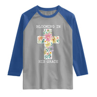 Blooming in His Grace Boho Christian Wildflower Raglan Shirt Floral Cross Religious