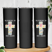 Blooming in His Grace Boho Christian Wildflower Skinny Tumbler Floral Cross Religious