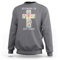 Blooming in His Grace Boho Christian Wildflower Sweatshirt Floral Cross Religious