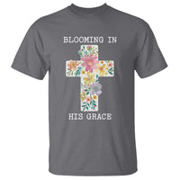 Blooming in His Grace Boho Christian Wildflower T Shirt Floral Cross Religious