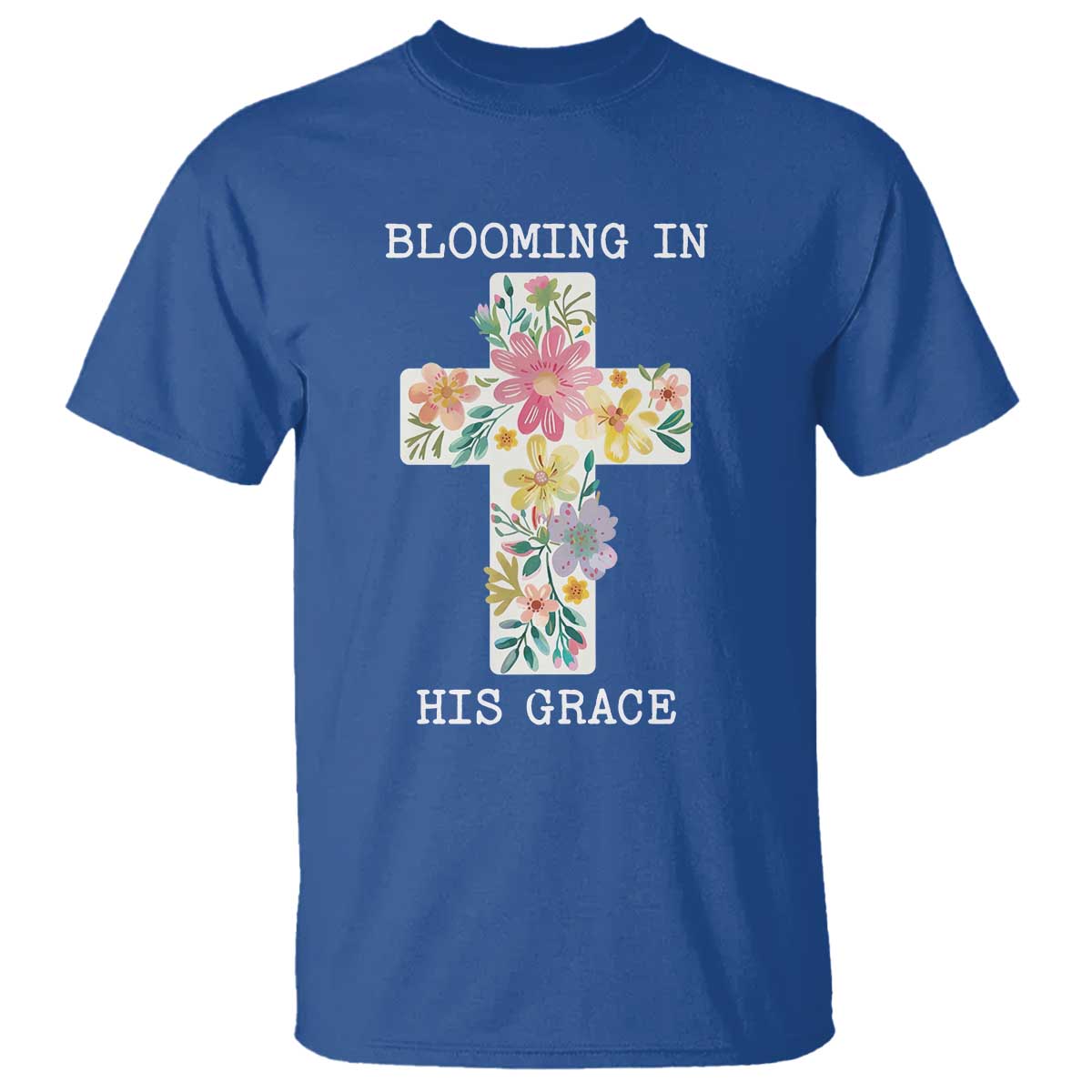 Blooming in His Grace Boho Christian Wildflower T Shirt Floral Cross Religious