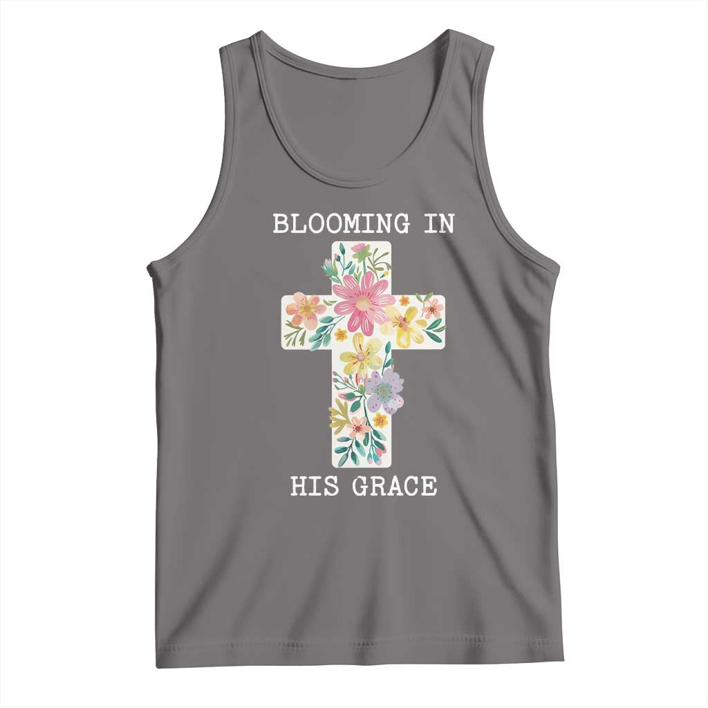 Blooming in His Grace Boho Christian Wildflower Tank Top Floral Cross Religious
