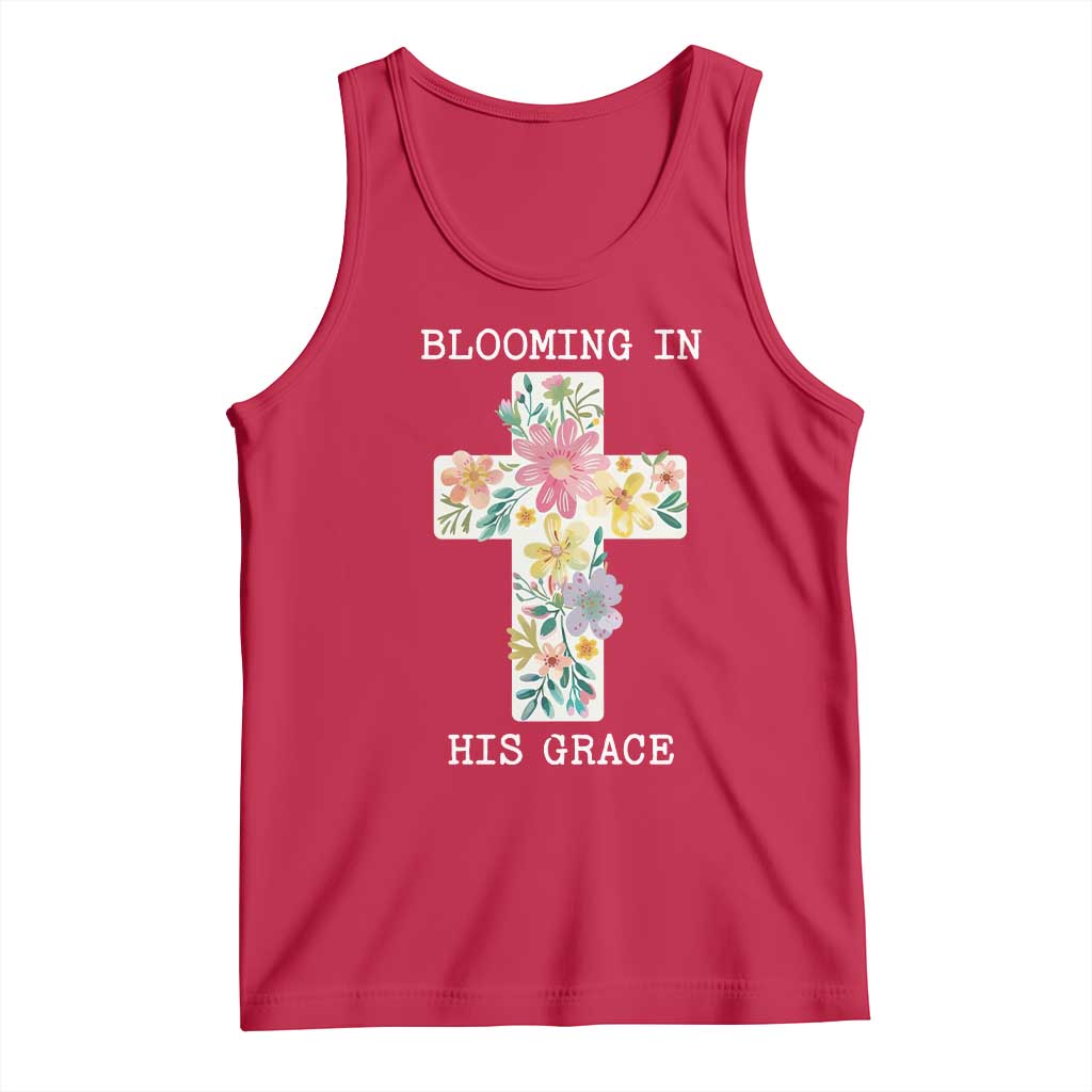 Blooming in His Grace Boho Christian Wildflower Tank Top Floral Cross Religious